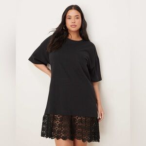 ASOS Design Curve Scoop Neck T-Shirt Mini Dress With Lace Hem Size 20